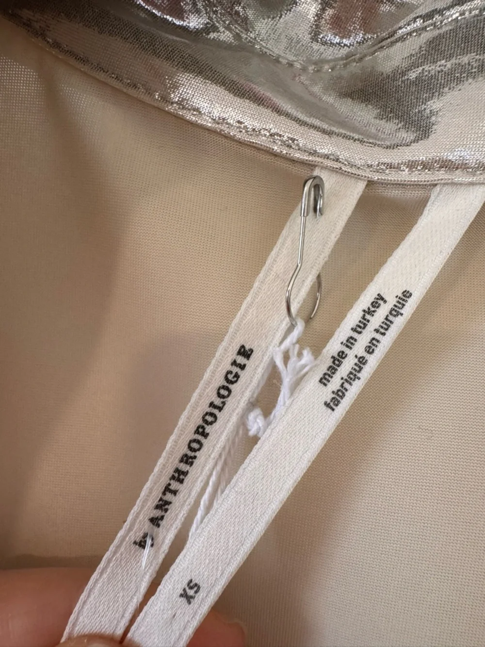 Anthropologie Metallic Gold Button-Up Shirt - Picture 3 of 7